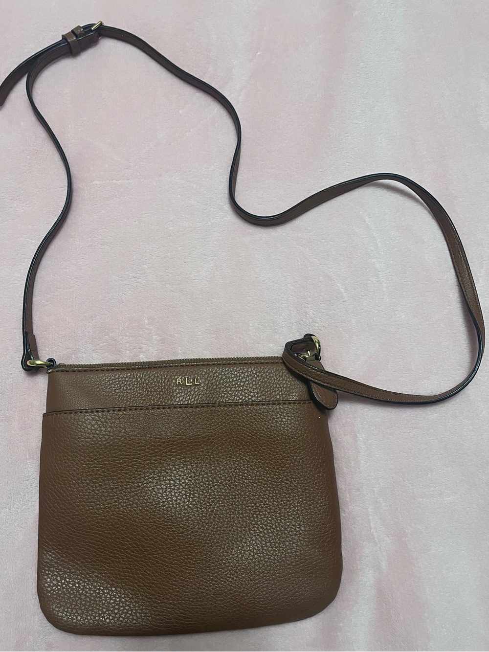 Lauren Ralph Lauren Brown Pebbled Crossbody Bag